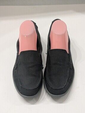 Crocs Women's 10 Black Walu II Canvas Loafer Boat Shoes 14391